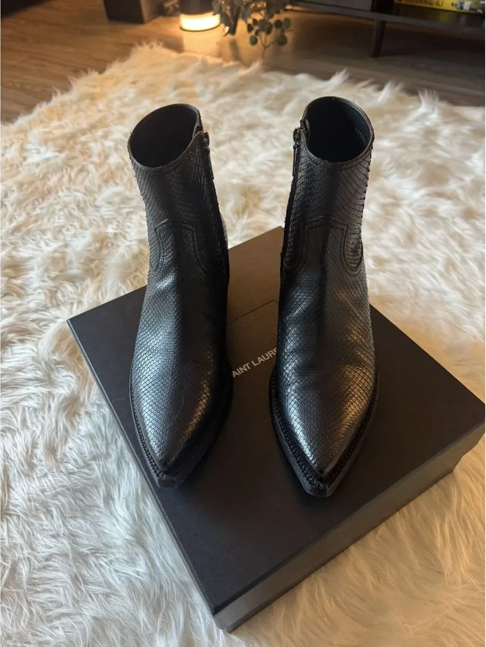 SAINT LAURENT PARIS PYTHON LUKAS 40 ZIP BOOTS